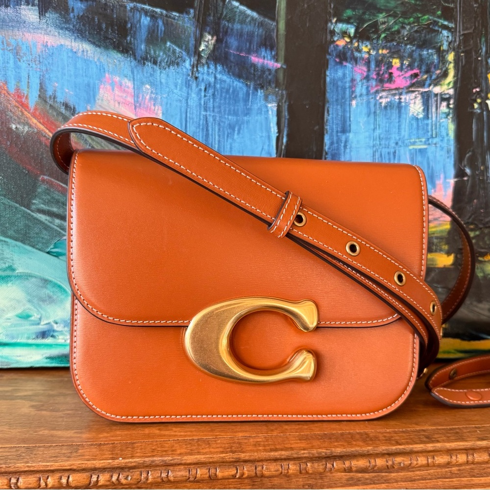 Coach Idol Luxe Calf Leather Bag in Burnished Amber